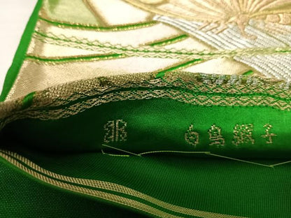 平和屋着物◎西陣　服部織物謹製　六通柄袋帯　唐織　白鳥綴子　金銀糸　正絹　逸品　AABK0404yx