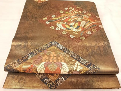 平和屋着物◎六通柄袋帯　唐織　舞楽葵文　本漆箔　正絹　逸品　AABK0409yx