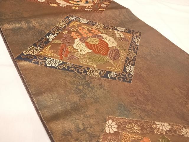 平和屋着物◎六通柄袋帯　唐織　舞楽葵文　本漆箔　正絹　逸品　AABK0409yx