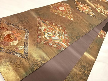 平和屋着物◎六通柄袋帯　唐織　舞楽葵文　本漆箔　正絹　逸品　AABK0409yx