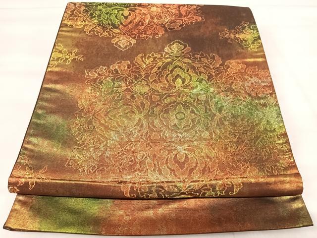 平和屋着物◎西陣　六通柄袋帯　飾花文　金糸　引箔　正絹　逸品　AABK0412yx