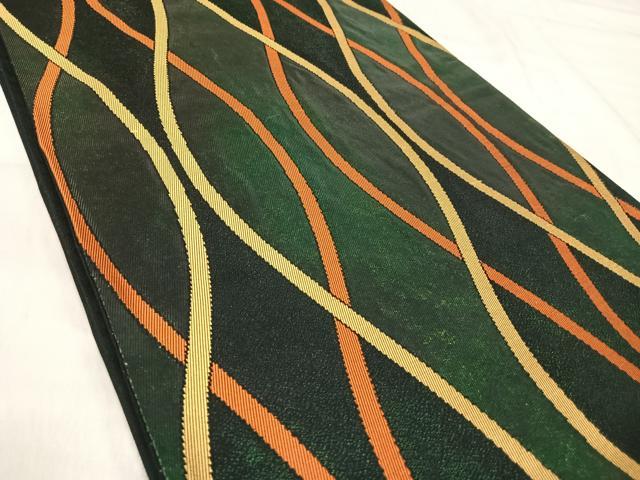 平和屋着物◎六通柄袋帯　幾何学文様　金糸　引箔　正絹　逸品　AABK0414yx