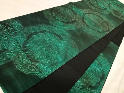 平和屋着物◎六通柄袋帯　鏡裏花文　金糸　正絹　逸品　AABK0415yx