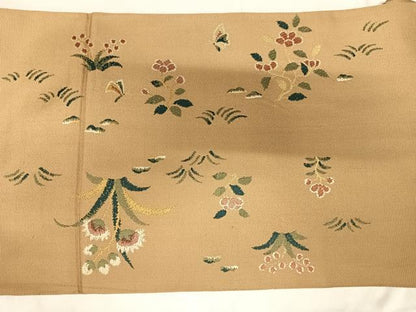 平和屋着物◎太鼓柄　本袋帯　唐織　孔雀花文　金糸　正絹　逸品　AABK0417yx