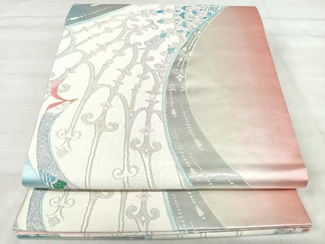 平和屋着物◎六通柄袋帯　唐織　花鳥文　金銀糸　正絹　逸品　AABK0423yx