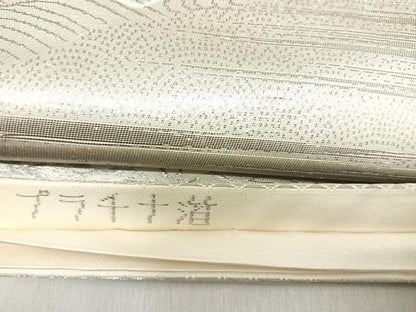平和屋着物◎六通柄袋帯　風景花文　プラチナ箔　正絹　逸品　AABK0424yx