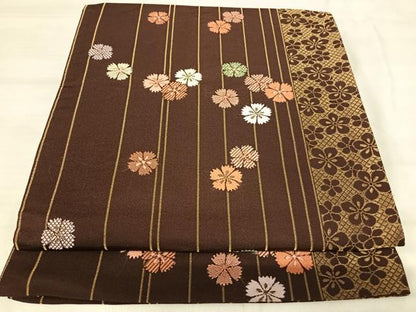 平和屋着物◎六通柄京袋帯　唐織　花間道　金糸　正絹　逸品　AABK0425yx