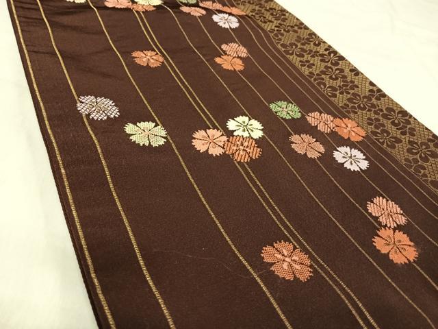 平和屋着物◎六通柄京袋帯　唐織　花間道　金糸　正絹　逸品　AABK0425yx