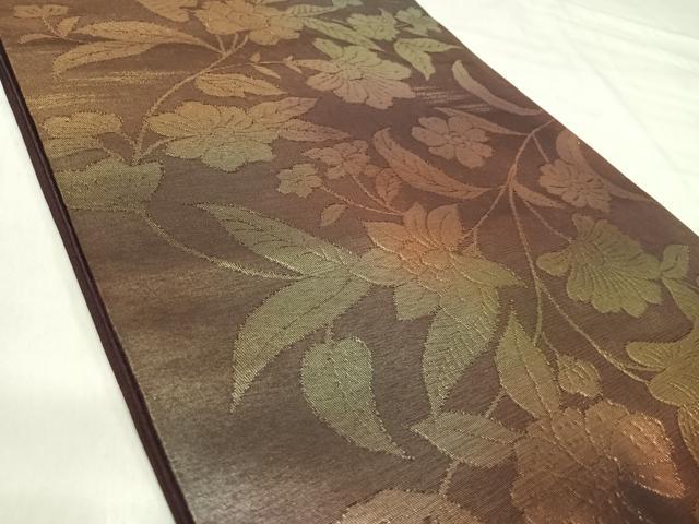 平和屋着物◎六通柄　本袋帯　更紗花文　金糸　正絹　逸品　AABK0426yx