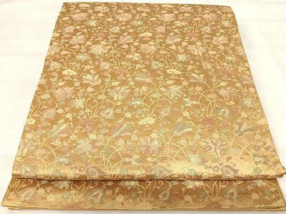 平和屋着物◎六通柄京袋帯　草花文　金糸　正絹　逸品　AABK0436yx
