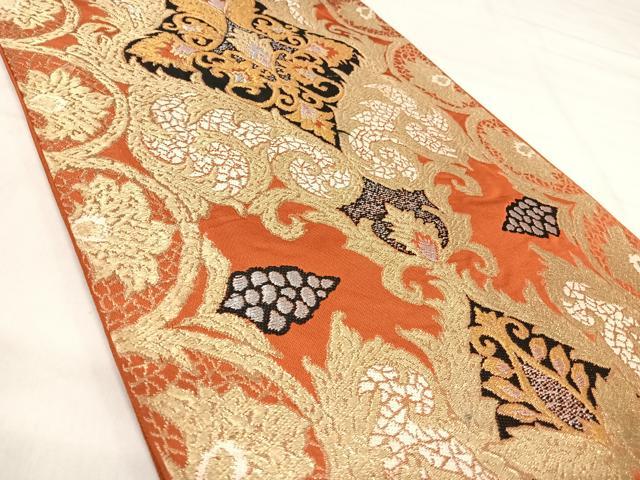 平和屋着物◎六通柄　本袋帯　飾花文　金銀糸　正絹　逸品　AABK0440yx