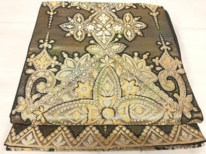 平和屋着物◎六通柄　本袋帯　飾花文　金銀糸　正絹　逸品　AABK0441yx