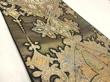 平和屋着物◎六通柄　本袋帯　飾花文　金銀糸　正絹　逸品　AABK0441yx
