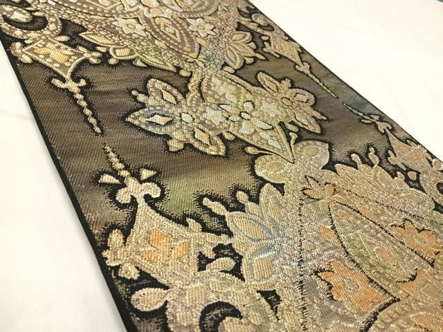 平和屋着物◎六通柄　本袋帯　飾花文　金銀糸　正絹　逸品　AABK0441yx
