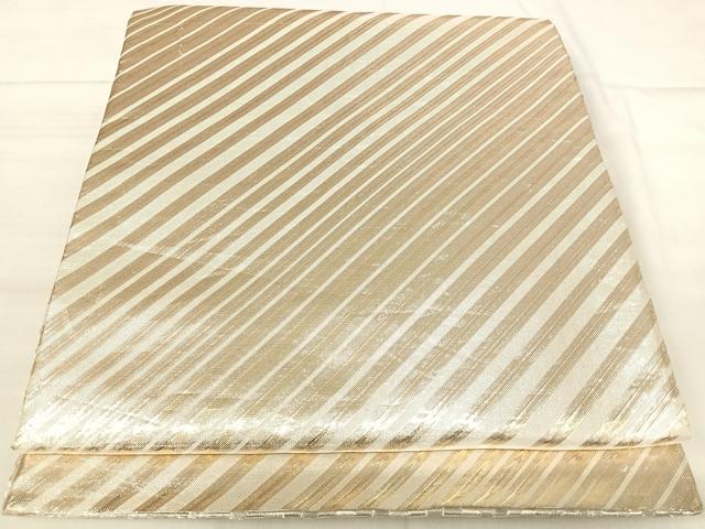 平和屋着物◎両面全通柄袋帯　斜縞　金銀糸　正絹　逸品　AABK0442yx