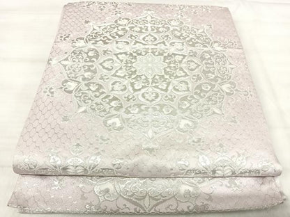 平和屋着物◎六通柄袋帯　正倉院花文　銀糸　正絹　逸品　AABK0446yx