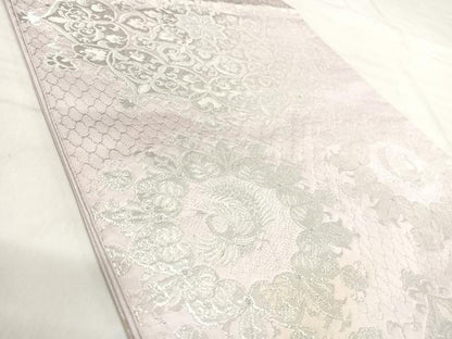 平和屋着物◎六通柄袋帯　正倉院花文　銀糸　正絹　逸品　AABK0446yx