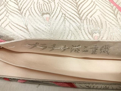 平和屋着物◎六通柄袋帯　唐織　孔雀羽文　プラチナ箔二重織　正絹　逸品　AABK0456yx