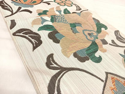 平和屋着物◎六通柄　本袋帯　更紗花文　正絹　逸品　AABK0457yx