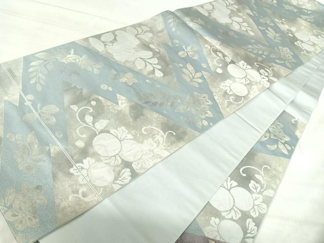 平和屋着物◎太鼓柄袋帯　ふくれ織　辻が花　銀糸　正絹　逸品　AABK0459yx