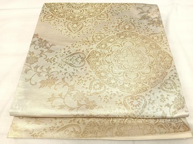 平和屋着物◎六通柄袋帯　飾花文　金糸　正絹　逸品　AABK0461yx