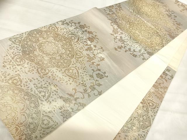 平和屋着物◎六通柄袋帯　飾花文　金糸　正絹　逸品　AABK0461yx