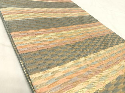 平和屋着物◎両面全通柄袋帯　唐織　吉祥花鳥丸文　金糸　正絹　逸品　AABK0464yx