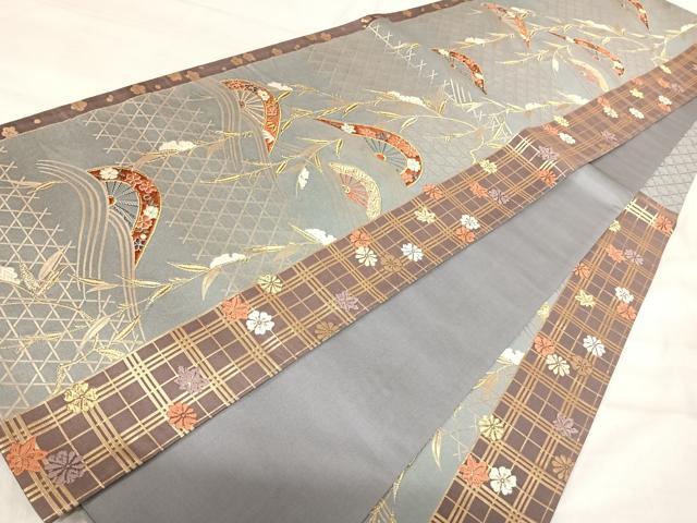 平和屋着物◎六通柄袋帯　唐織　片輪車花文　金糸　鈴乃屋扱い　正絹　逸品　AABK0466yx