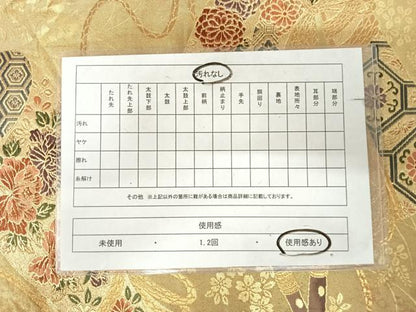 平和屋着物◎六通柄袋帯　唐織　楽器花文　金糸　正絹　逸品　AABK0469yx