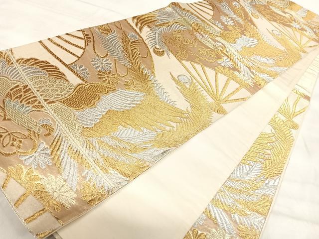 平和屋着物◎六通柄袋帯　鳳凰花文　金銀糸　正絹　逸品　AABK0478yx