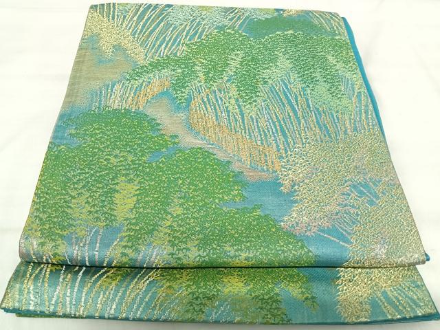 平和屋着物◎六通柄袋帯　竹林　金銀糸　正絹　逸品　AABK0482yx