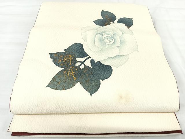 平和屋着物◎太鼓柄袋帯　薔薇　金彩　正絹　逸品　AABK0485yx