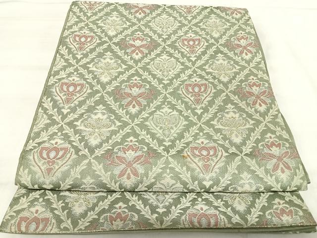 平和屋着物◎六通柄　京袋帯　唐織　飾花文　金糸　AABK0486yx
