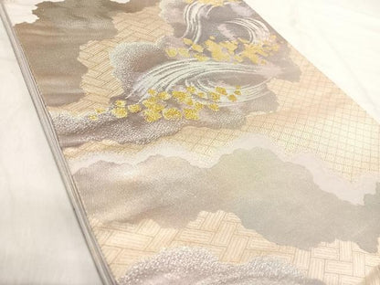 平和屋着物◎六通柄袋帯　箔散らし文　金銀糸　正絹　逸品　AABK0487yx