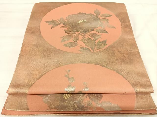平和屋着物◎六通柄袋帯　花丸文　金銀糸　正絹　逸品　AABK0490yx