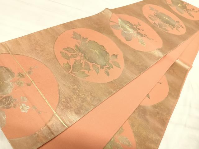 平和屋着物◎六通柄袋帯　花丸文　金銀糸　正絹　逸品　AABK0490yx