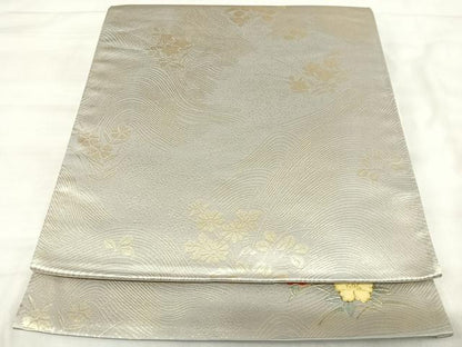 平和屋着物◎六通柄袋帯　花蝶文　螺鈿　金糸　金彩　正絹　逸品　AABK0491yx