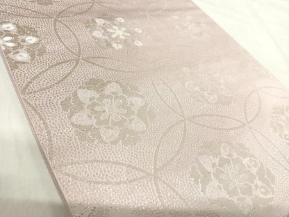 平和屋着物◎六通柄袋帯　花丸文　銀糸　正絹　逸品　AABK0499yx