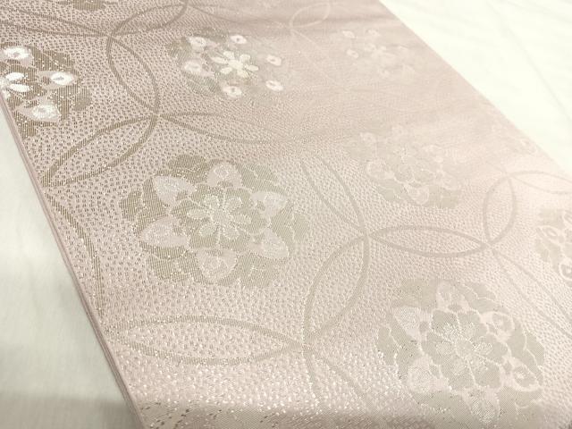 平和屋着物◎六通柄袋帯　花丸文　銀糸　正絹　逸品　AABK0499yx