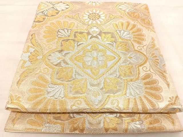 平和屋着物◎六通柄　本袋帯　飾花文　金銀糸　正絹　逸品　AABK0501yx