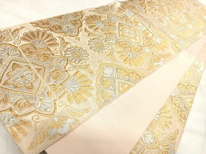 平和屋着物◎六通柄　本袋帯　飾花文　金銀糸　正絹　逸品　AABK0501yx