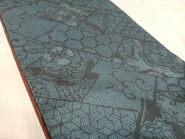 平和屋着物◎全通柄袋帯　花唐草文　創作　正絹　逸品　AABK0503yx