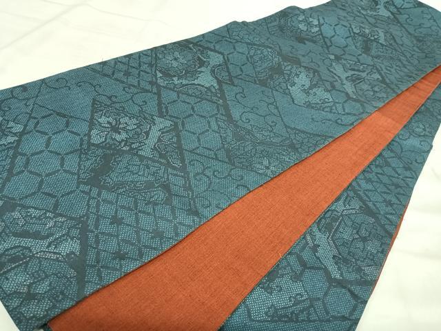 平和屋着物◎全通柄袋帯　花唐草文　創作　正絹　逸品　AABK0503yx