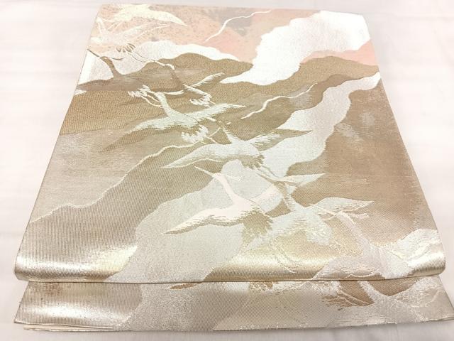 平和屋着物◎西陣　六通柄袋帯　飛鶴文　金銀糸　正絹　逸品　AABK0506yx