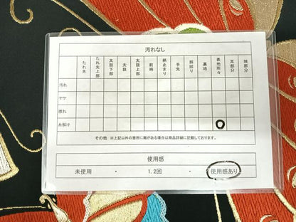 平和屋着物◎西陣　野々村織物謹製　六通柄袋帯　唐織　ゐづどんす　黒地　金銀糸　正絹　逸品　AABK0508yx