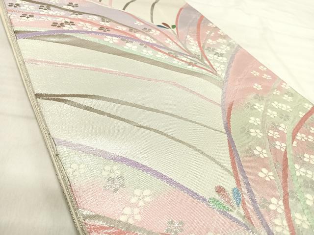 平和屋着物◎九百佐賀錦　六通柄袋帯　舞花文　銀糸　正絹　逸品　AABK0516yx