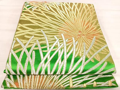 平和屋着物◎六通柄袋帯　松葉　金銀糸　正絹　逸品　AABK0520yx