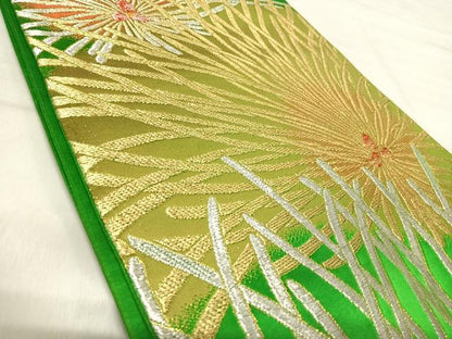平和屋着物◎六通柄袋帯　松葉　金銀糸　正絹　逸品　AABK0520yx