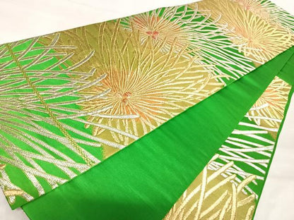 平和屋着物◎六通柄袋帯　松葉　金銀糸　正絹　逸品　AABK0520yx
