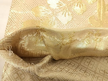 平和屋着物◎佐賀錦　六通柄袋帯　草花文　慶祥錦　金糸　正絹　逸品　AABK0521yx